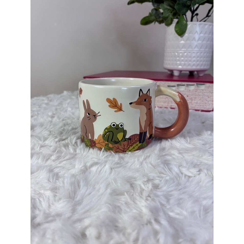 Autumn Woodland Animals Coffee Mug Fox Owl Squirrel Rabbit Ceramic Fall Cup 8oz